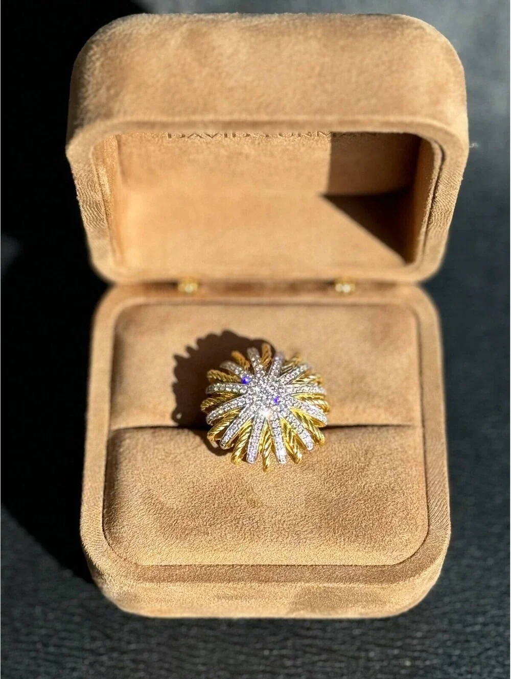 David Yurman Starburst Diamond Pave Cocktail Ring 18k YG